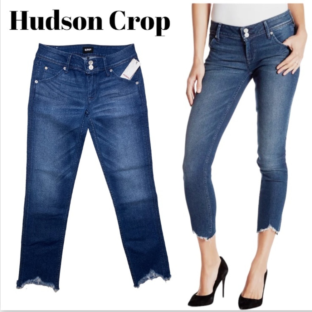 NWT HUDSON Collin Skinny Crop Mid-Rise Jeans Flap Pockets Size 27